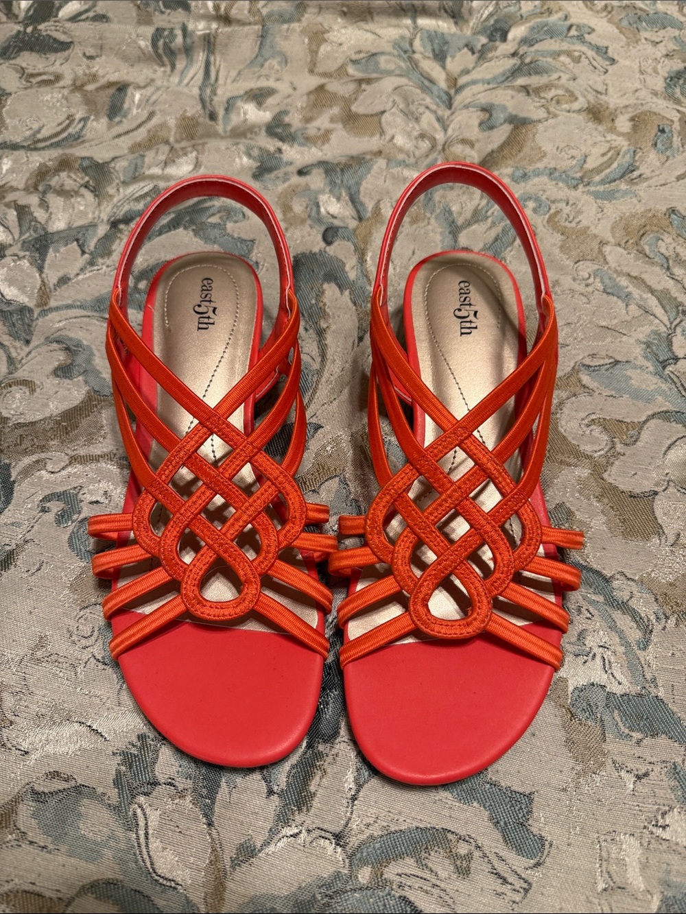 East 5th Orange Braided Strappy Slingback Sandals